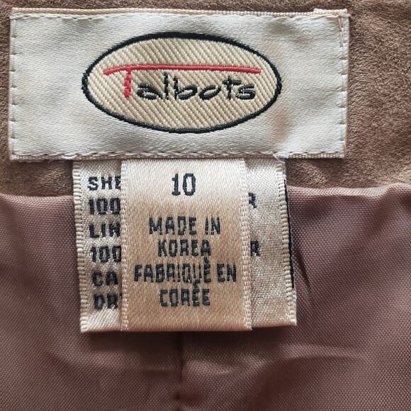 New Vintage Talbots Suede Like Flat Front Straight Leg High Rise Tan Lined Pants - Picture 8 of 9